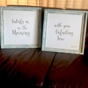Psalm 90:14 Country blue/white wash 20X20 A Lovely Blessing for your Home♥️